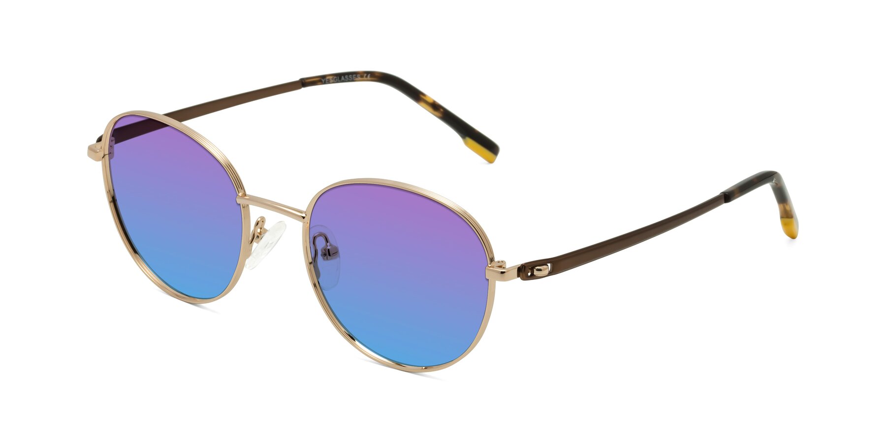 Angle of Bean in Gold with Purple / Blue Gradient Lenses