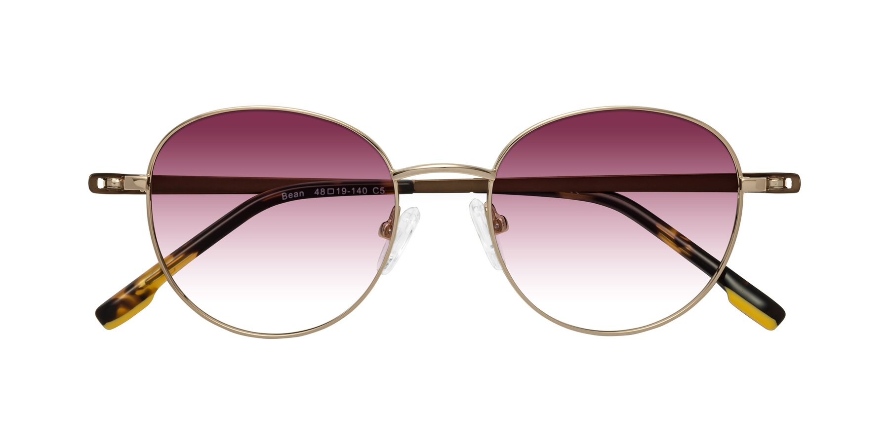 Folded Front of Bean in Gold with Wine Gradient Lenses