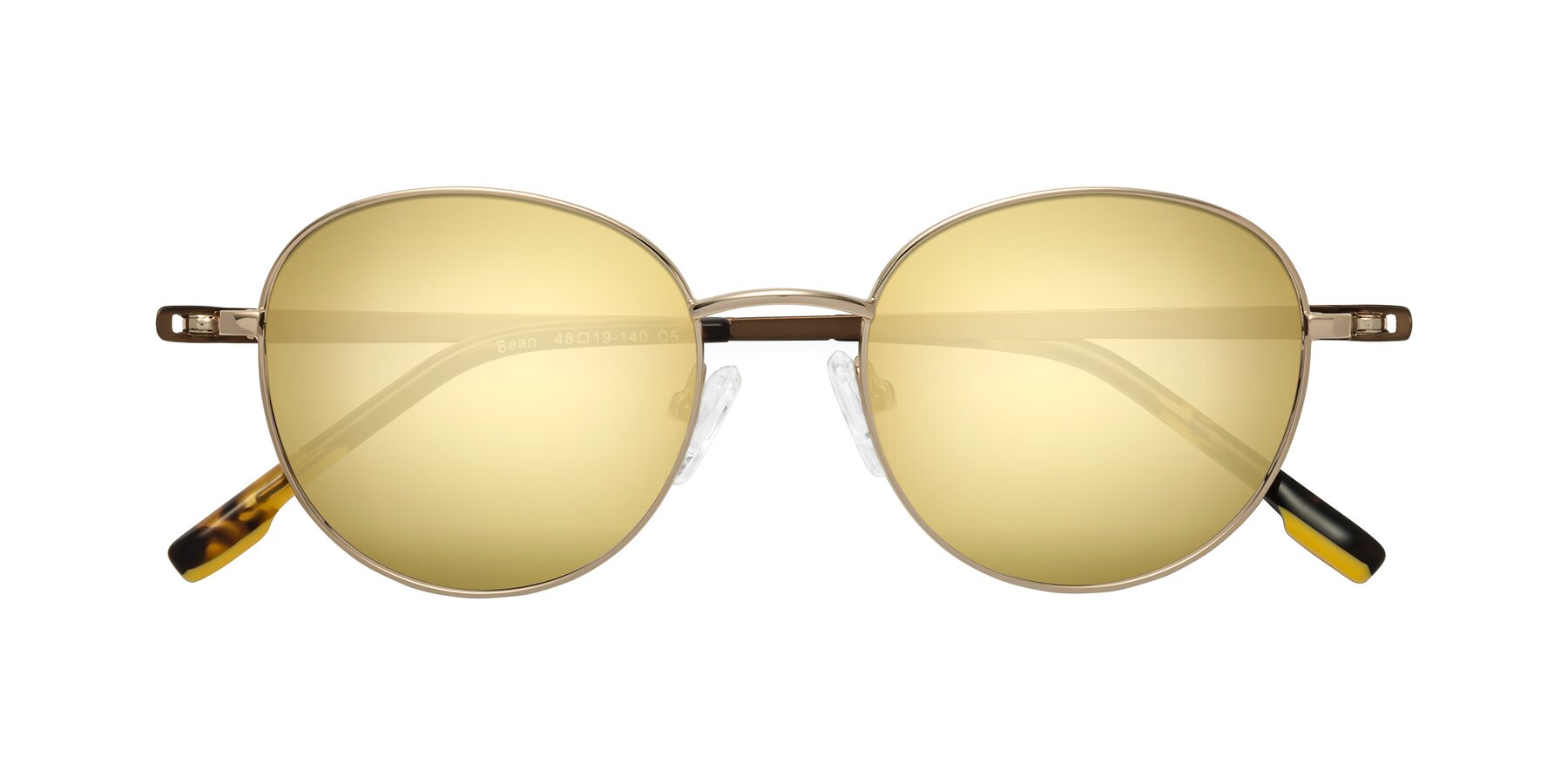 Folded Front of Bean in Gold with Gold Mirrored Lenses