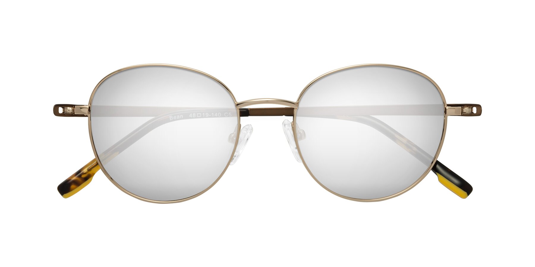 Folded Front of Bean in Gold with Silver Mirrored Lenses