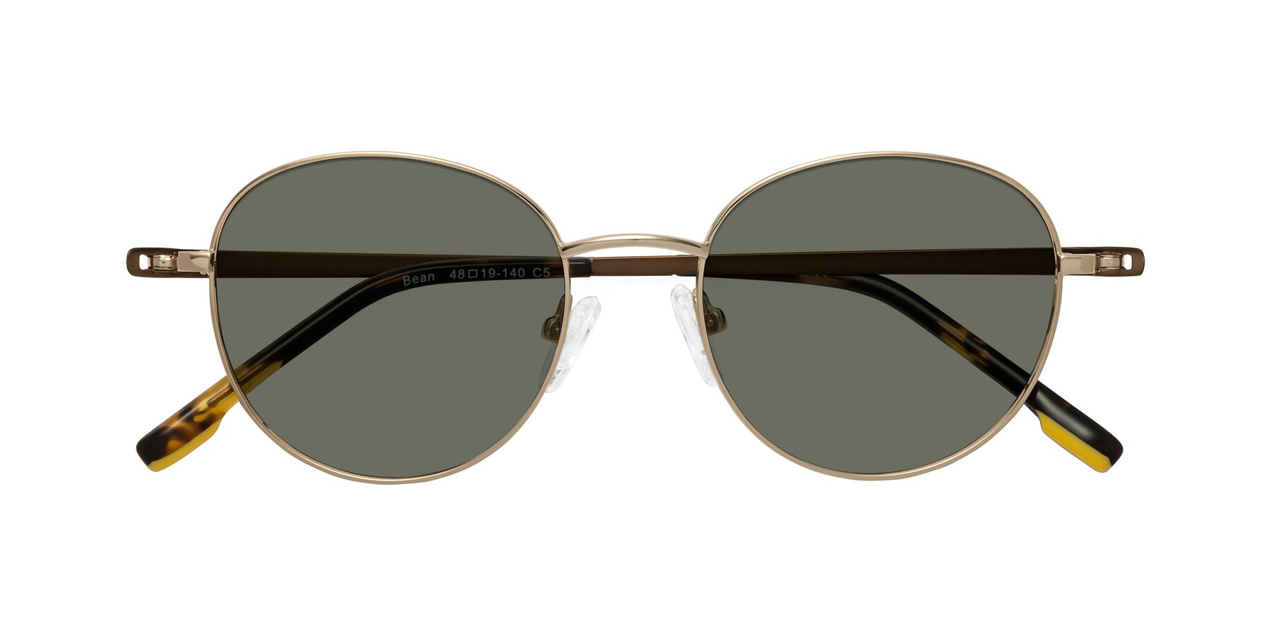 Folded Front of Bean in Gold with Gray Polarized Lenses