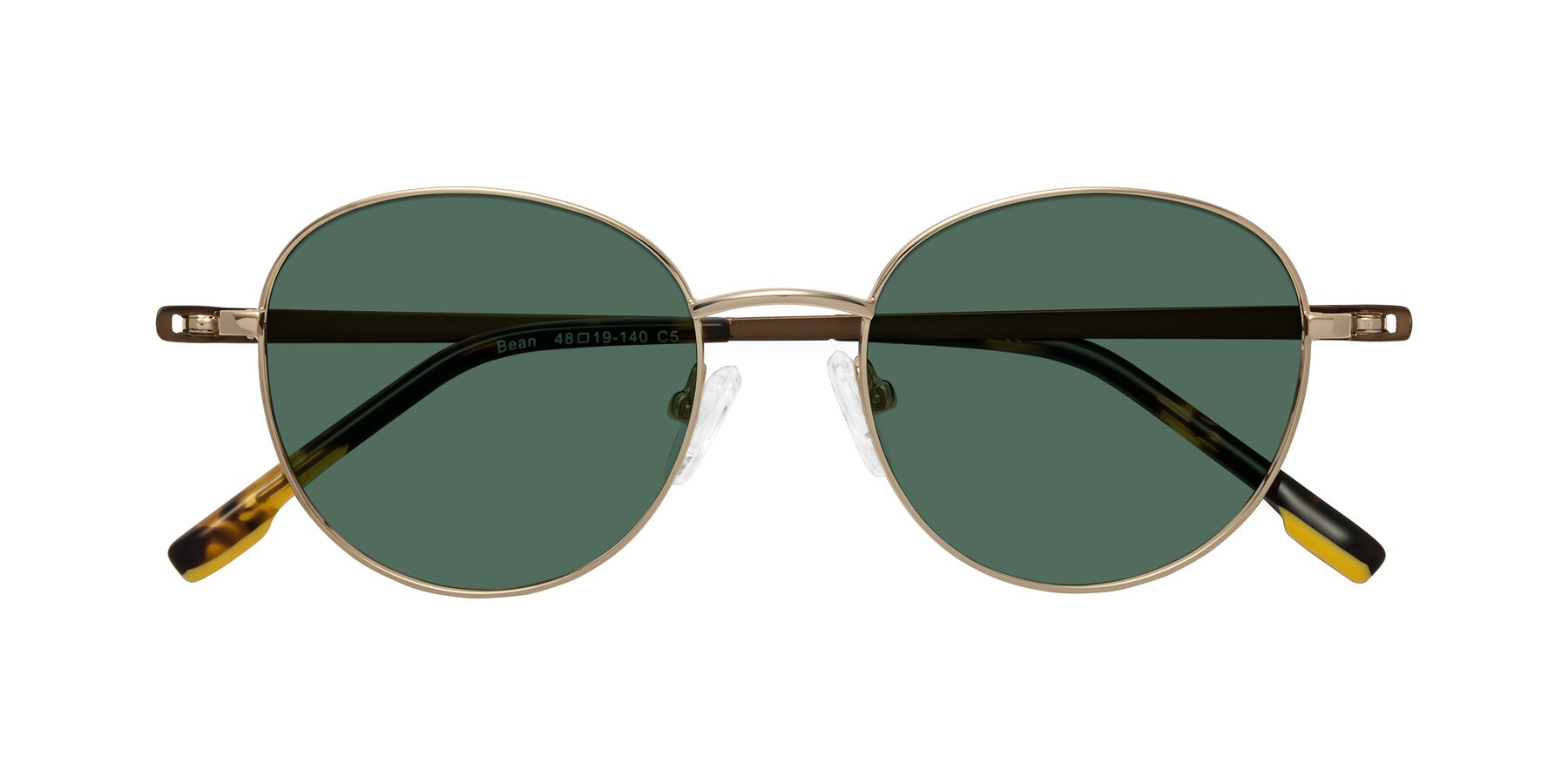 Folded Front of Bean in Gold with Green Polarized Lenses