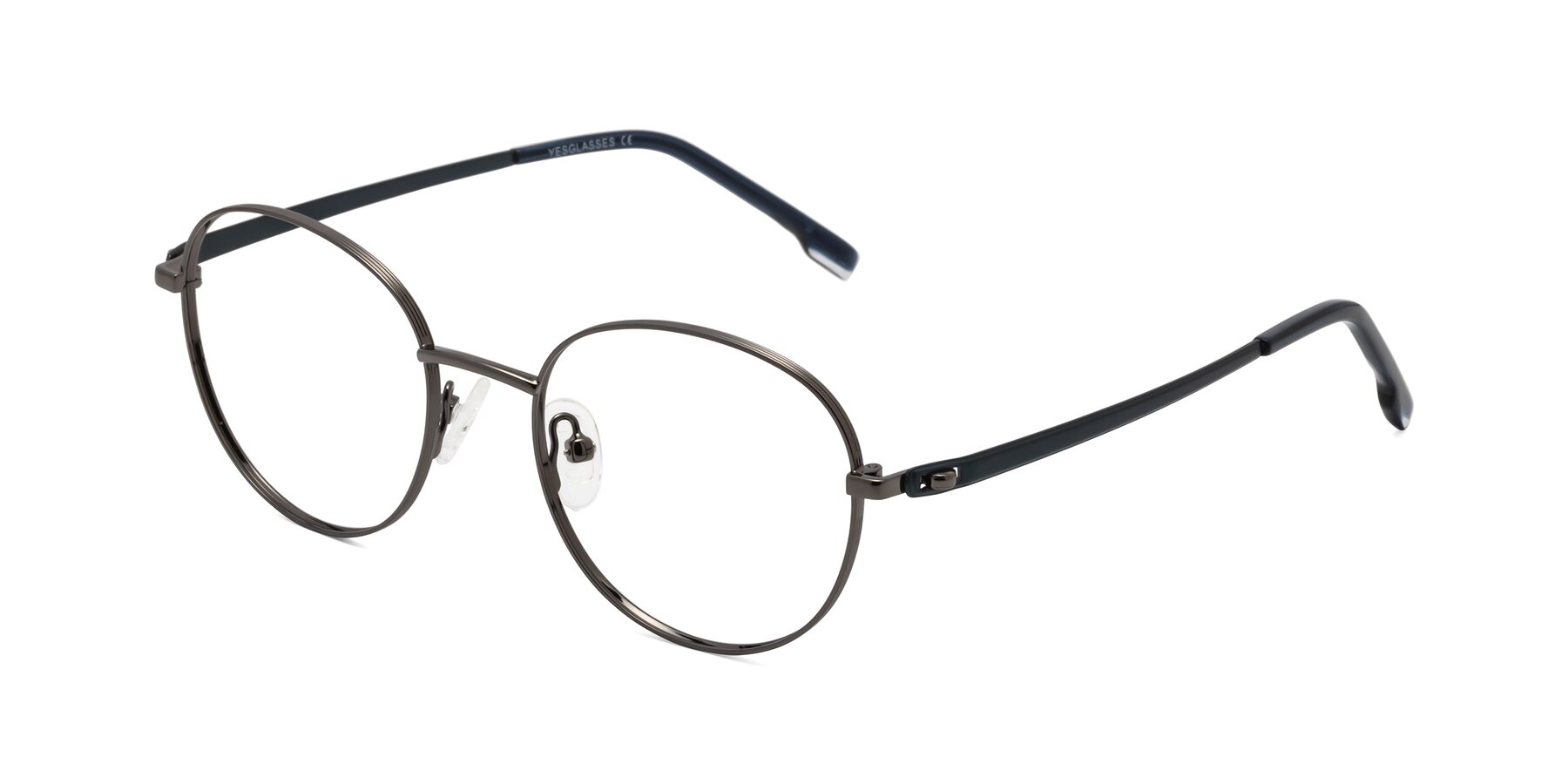 Angle of Bean in Gunmetal with Clear Eyeglass Lenses