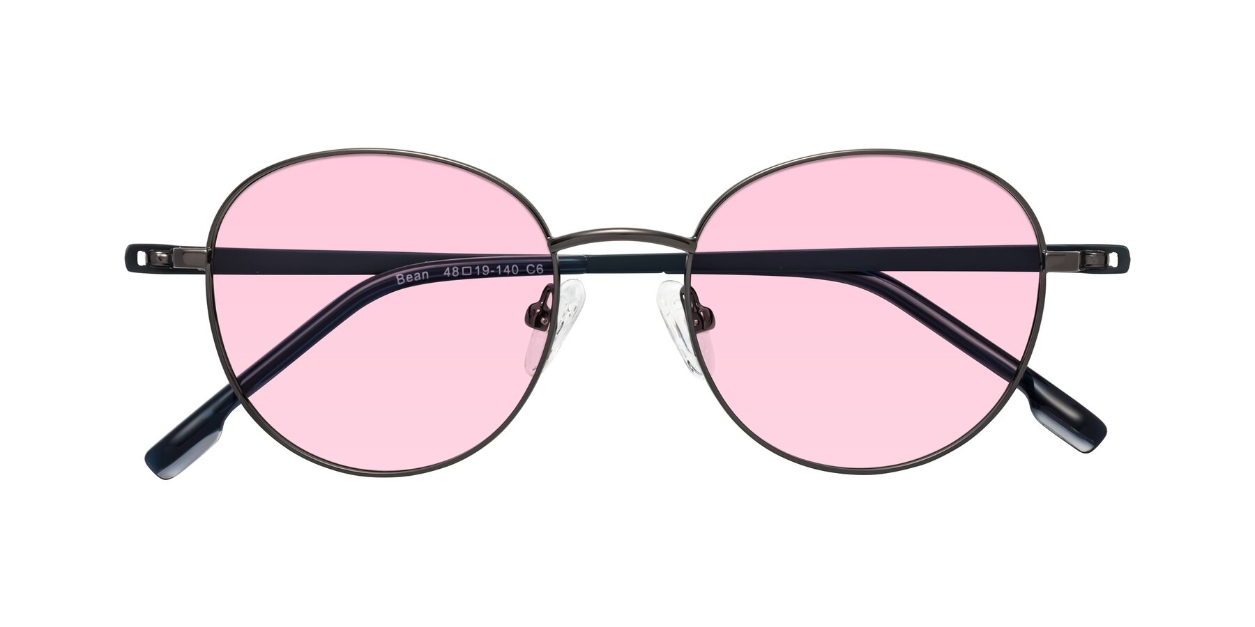 Folded Front of Bean in Gunmetal with Light Pink Tinted Lenses