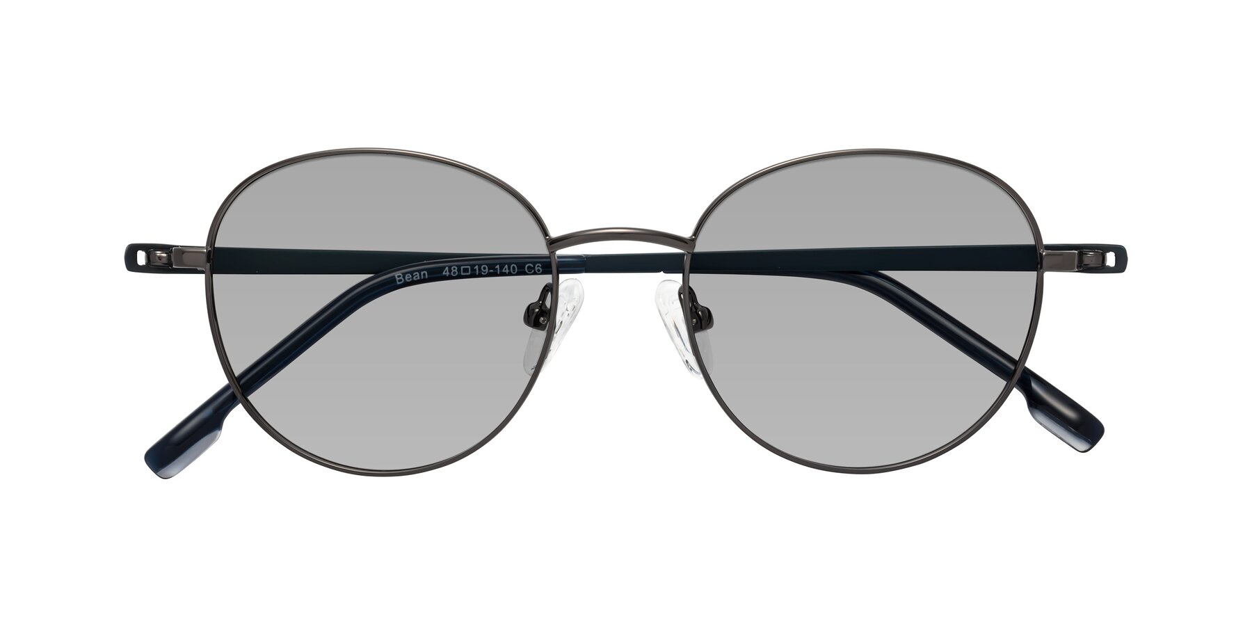 Folded Front of Bean in Gunmetal with Light Gray Tinted Lenses