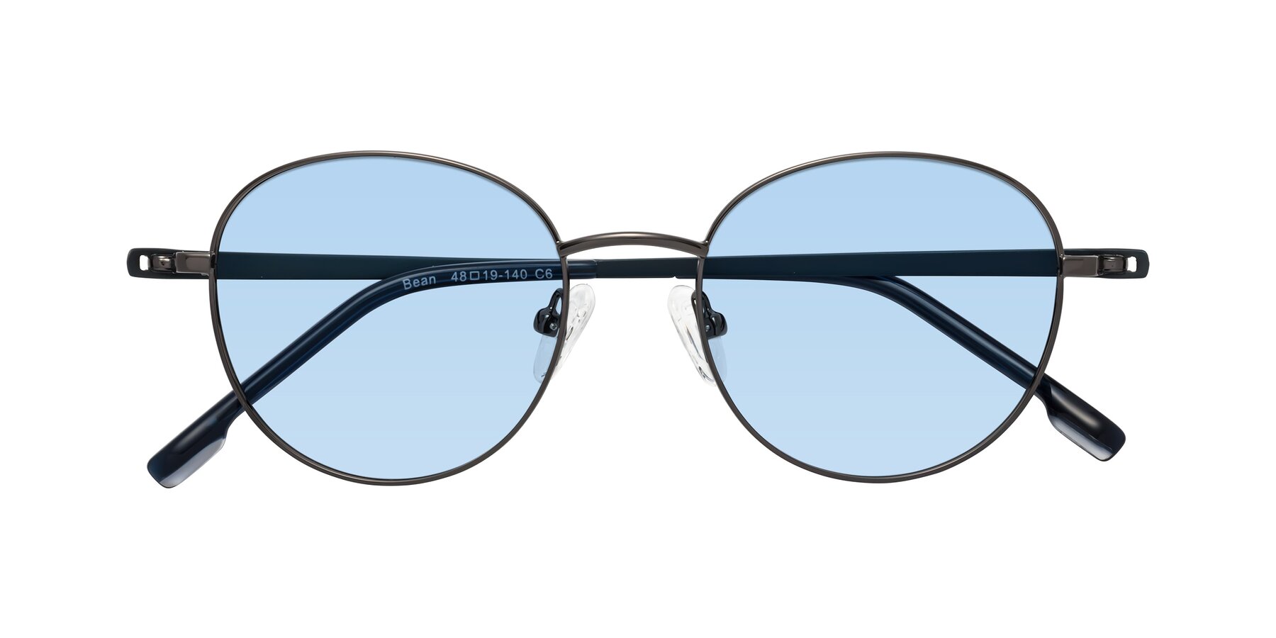 Folded Front of Bean in Gunmetal with Light Blue Tinted Lenses