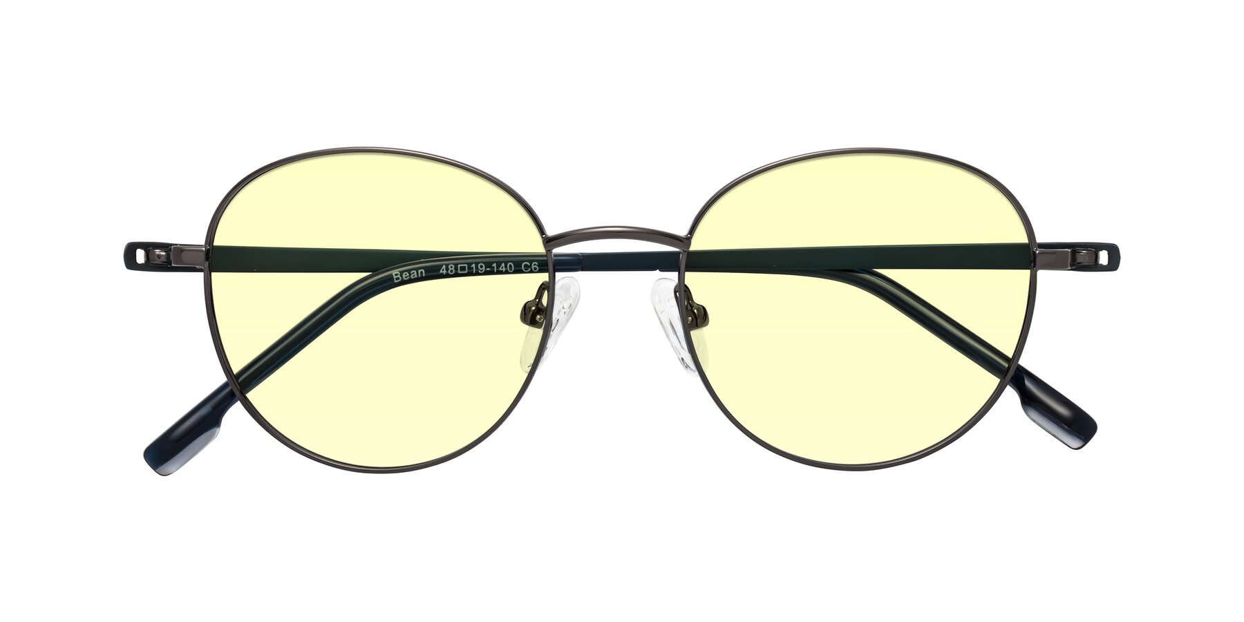 Folded Front of Bean in Gunmetal with Light Yellow Tinted Lenses