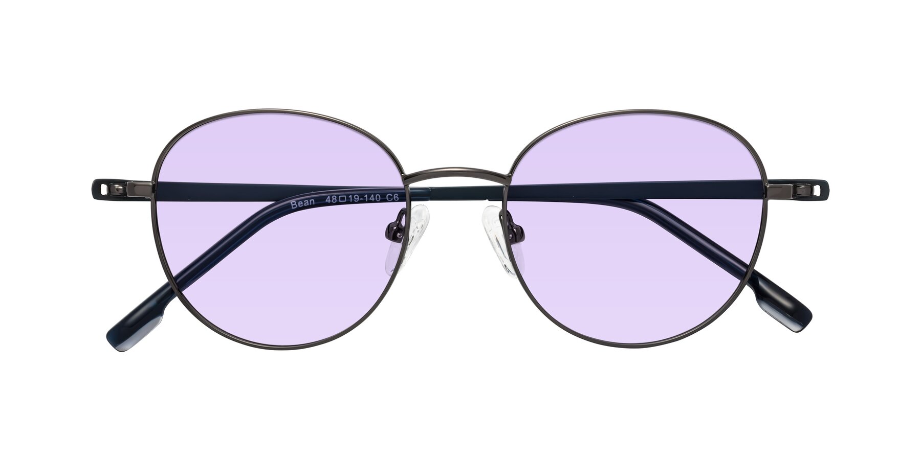 Folded Front of Bean in Gunmetal with Light Purple Tinted Lenses