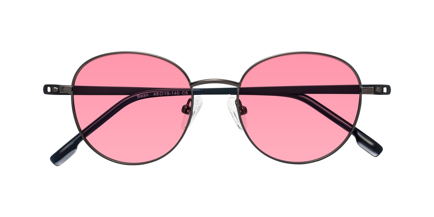 Folded Front of Bean in Gunmetal with Pink Tinted Lenses