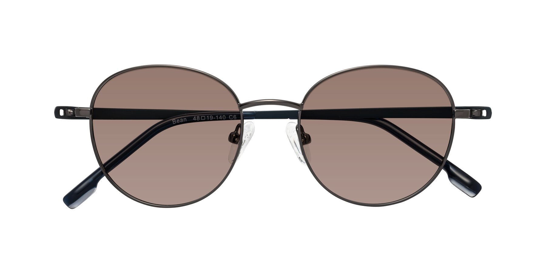 Folded Front of Bean in Gunmetal with Medium Brown Tinted Lenses