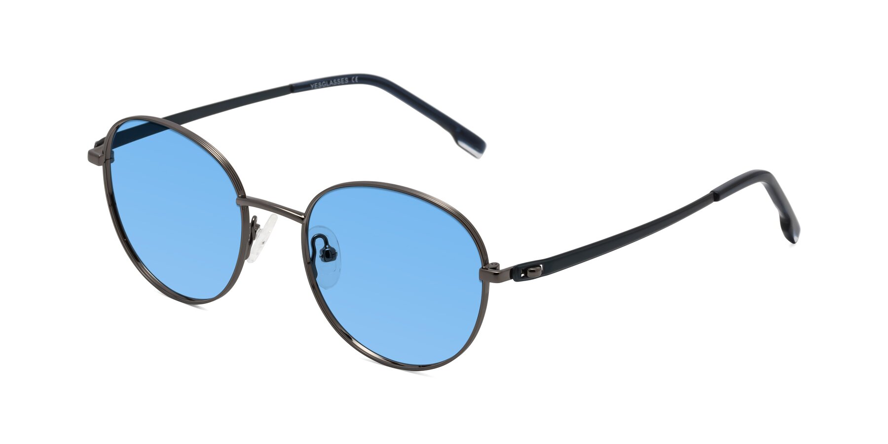 Angle of Bean in Gunmetal with Medium Blue Tinted Lenses