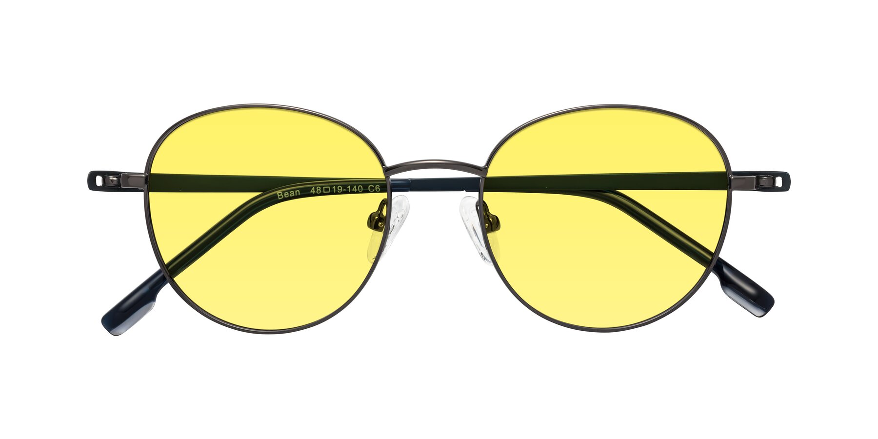 Folded Front of Bean in Gunmetal with Medium Yellow Tinted Lenses