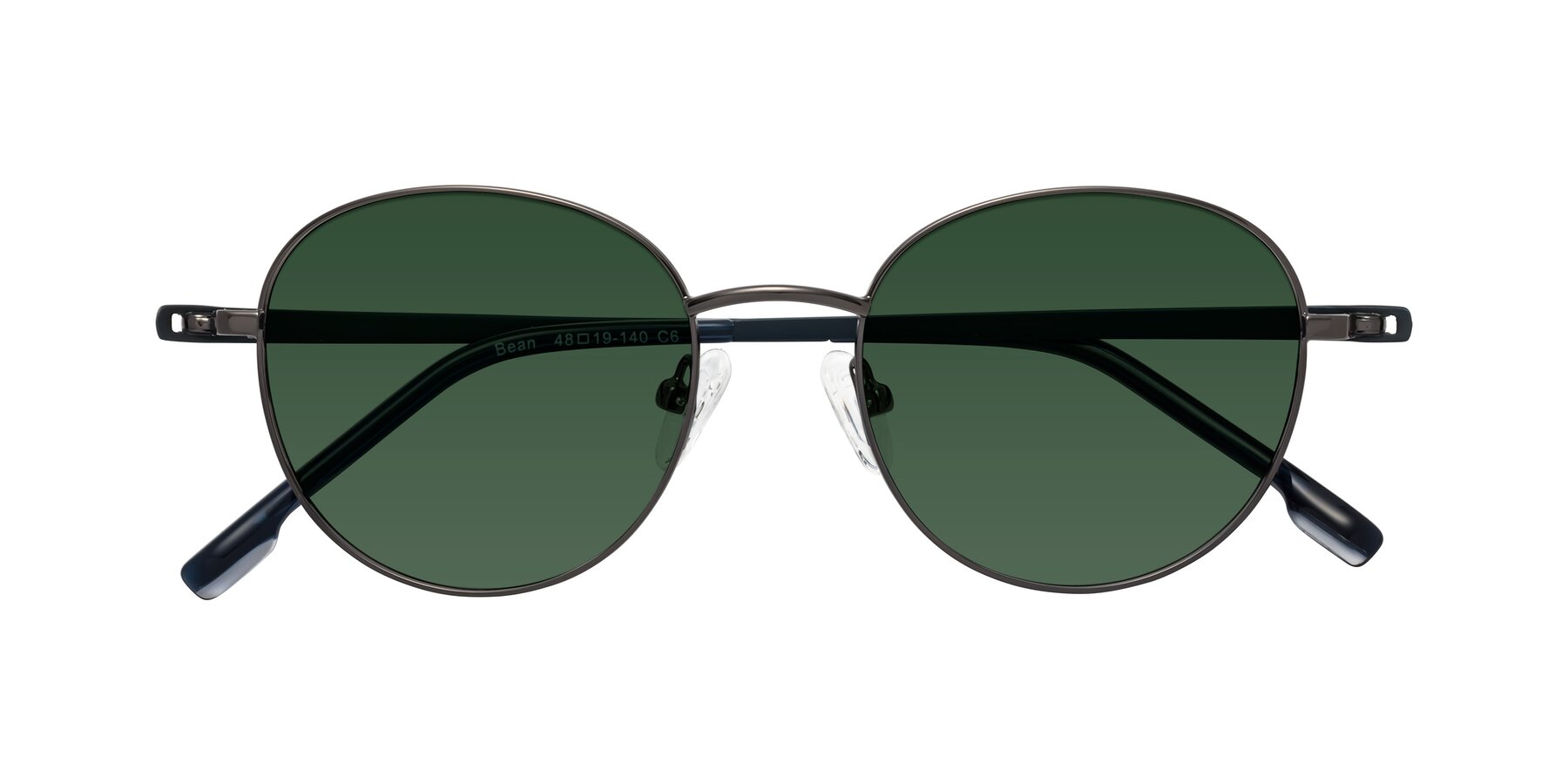 Folded Front of Bean in Gunmetal with Green Tinted Lenses