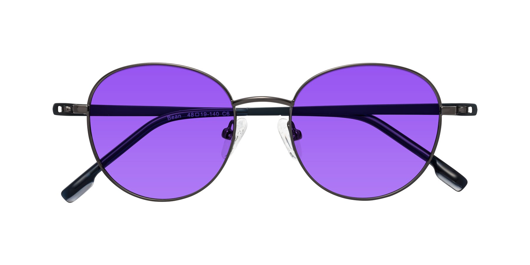 Folded Front of Bean in Gunmetal with Purple Tinted Lenses