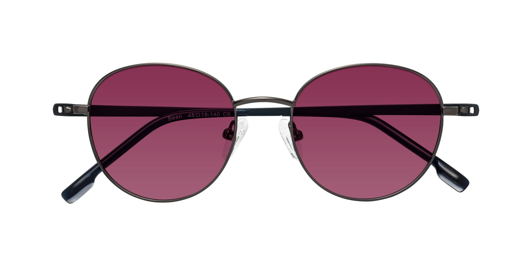 Folded Front of Bean in Gunmetal with Wine Tinted Lenses