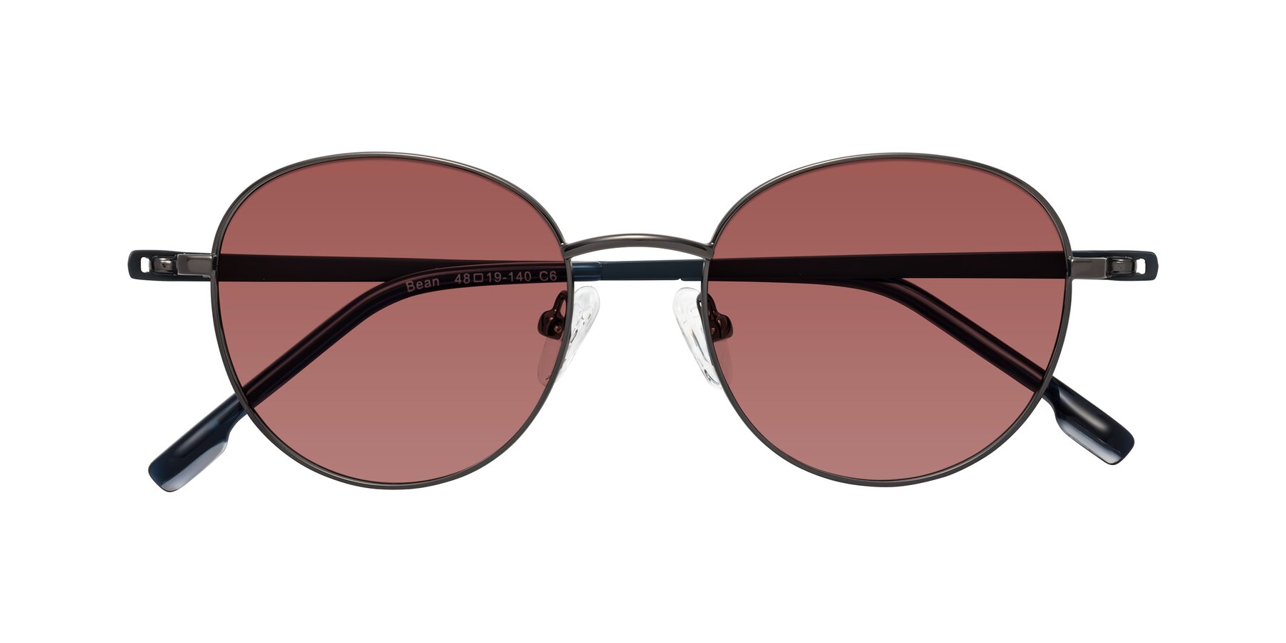 Folded Front of Bean in Gunmetal with Garnet Tinted Lenses