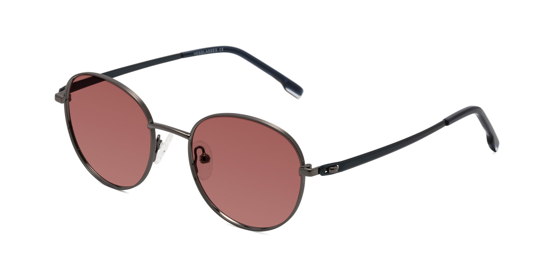 Angle of Bean in Gunmetal with Garnet Tinted Lenses