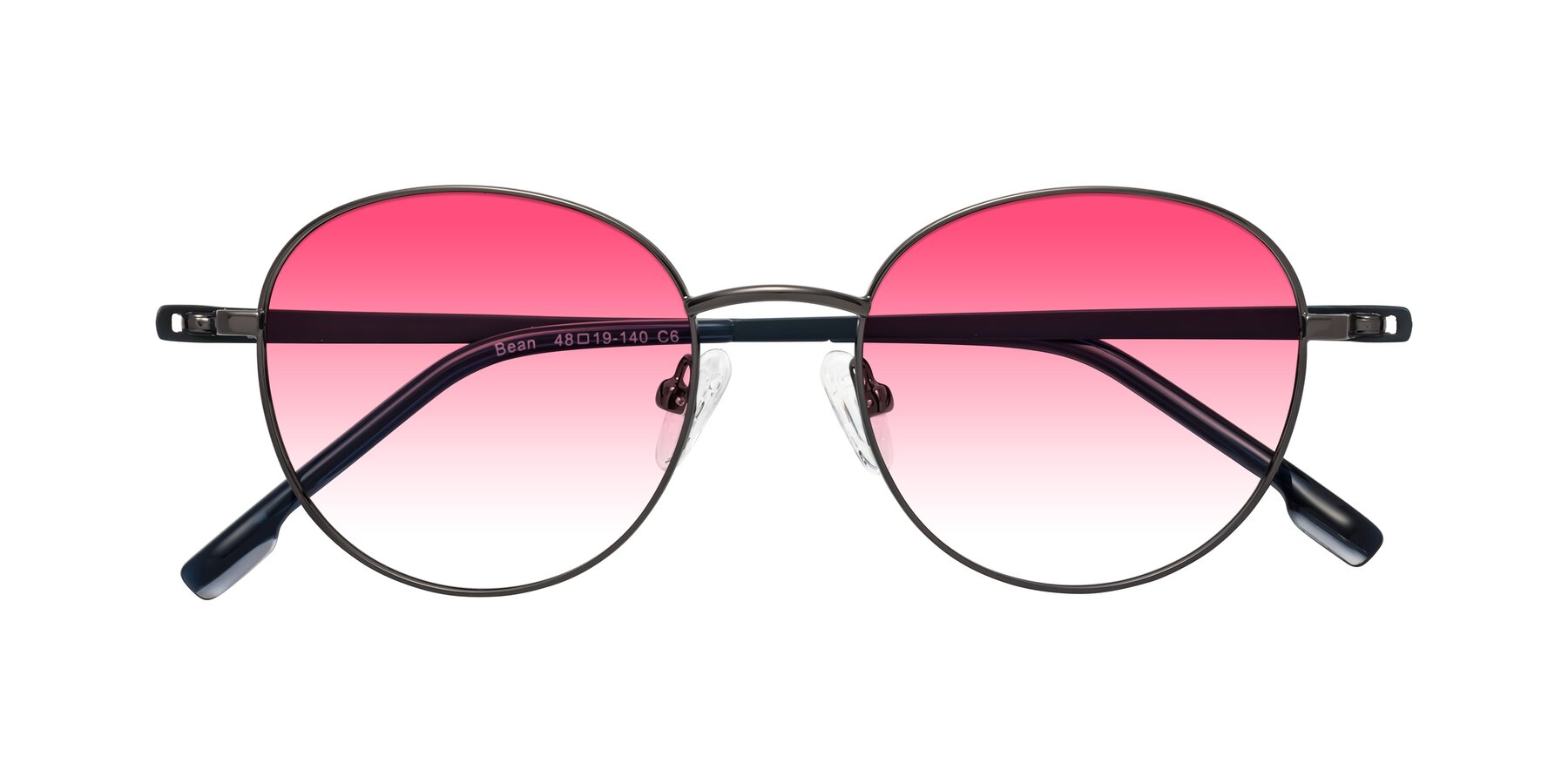 Folded Front of Bean in Gunmetal with Pink Gradient Lenses