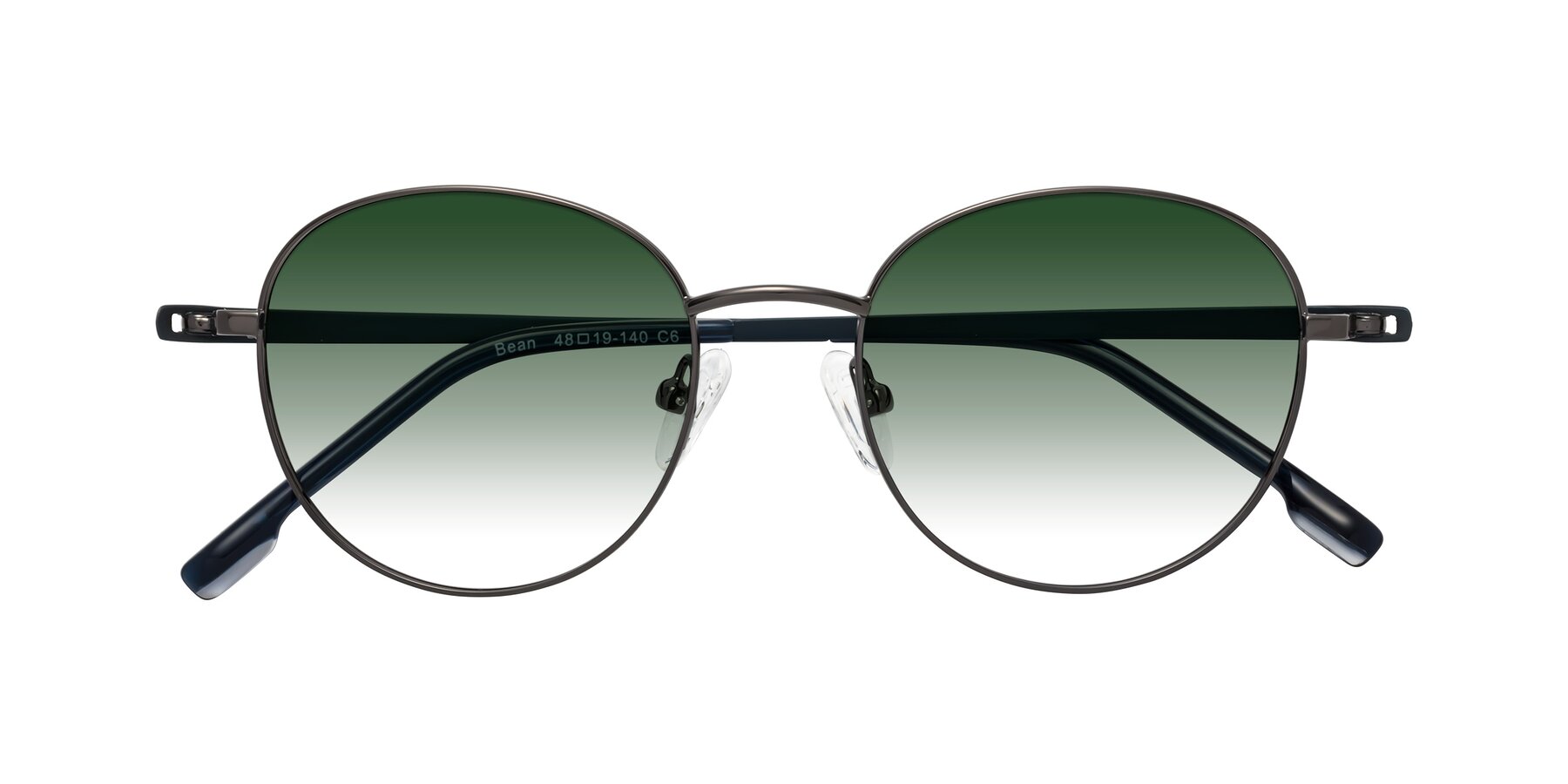 Folded Front of Bean in Gunmetal with Green Gradient Lenses