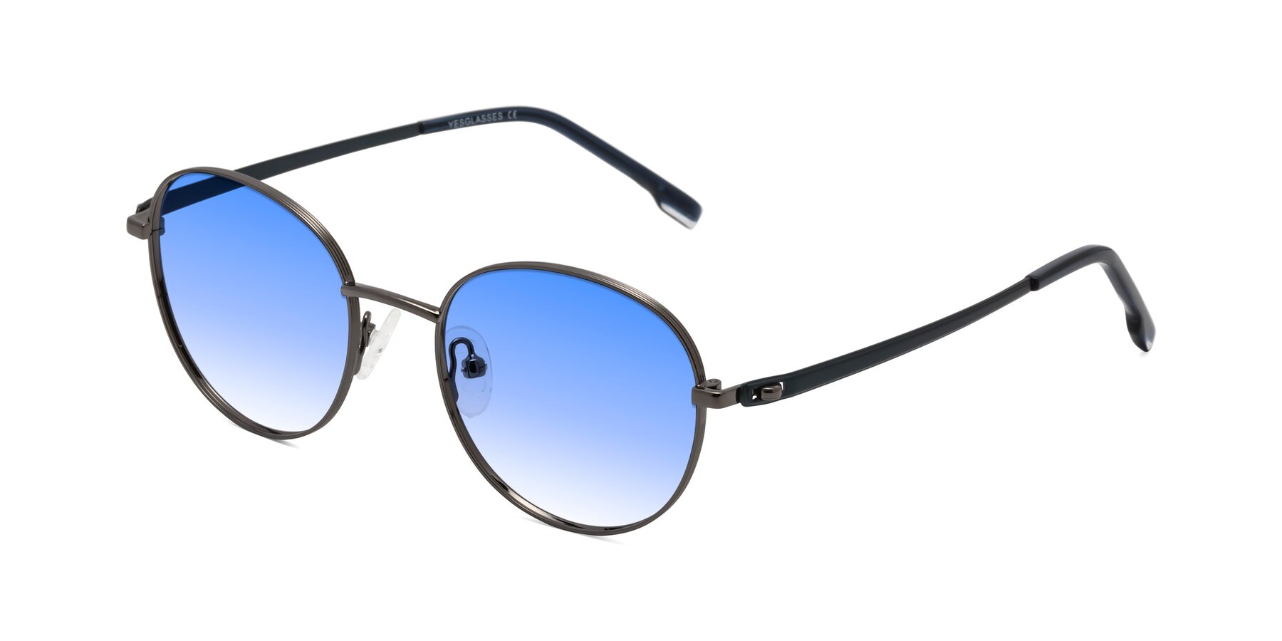 Angle of Bean in Gunmetal with Blue Gradient Lenses