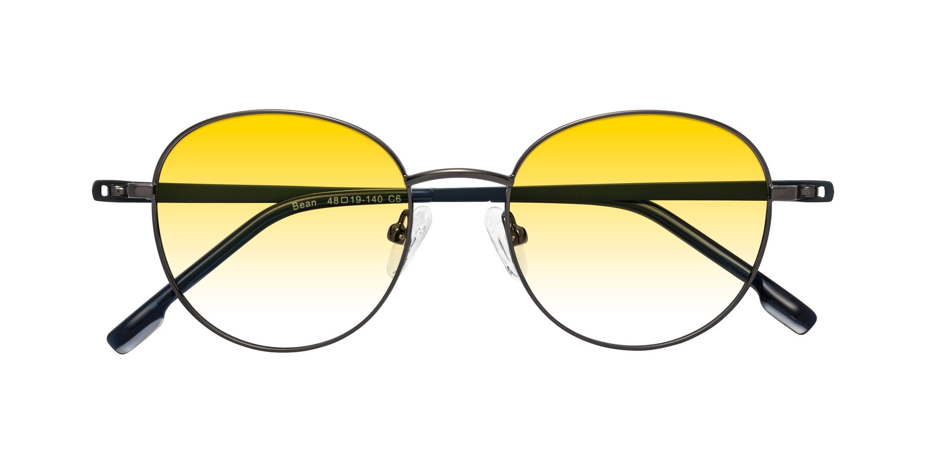 Folded Front of Bean in Gunmetal with Yellow Gradient Lenses