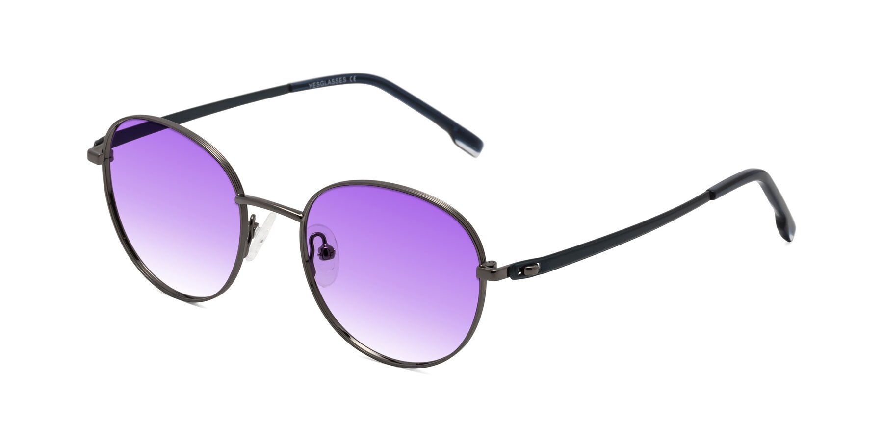 Angle of Bean in Gunmetal with Purple Gradient Lenses