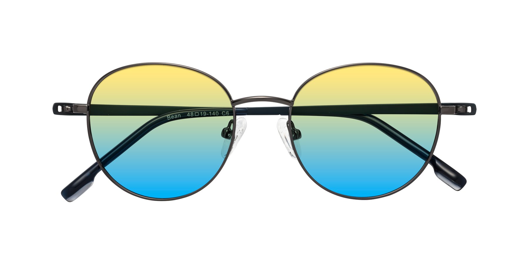 Folded Front of Bean in Gunmetal with Yellow / Blue Gradient Lenses