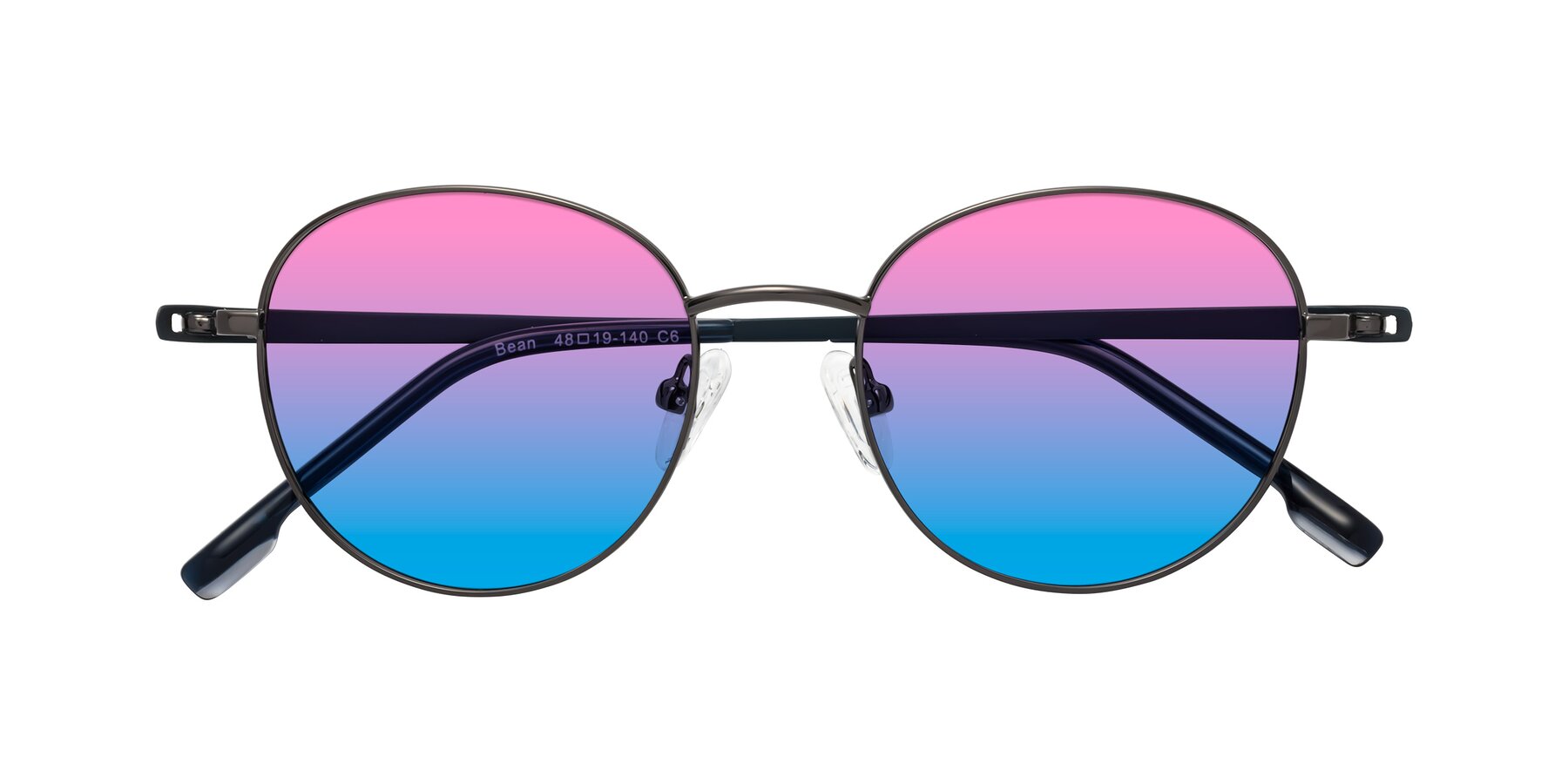 Folded Front of Bean in Gunmetal with Pink / Blue Gradient Lenses