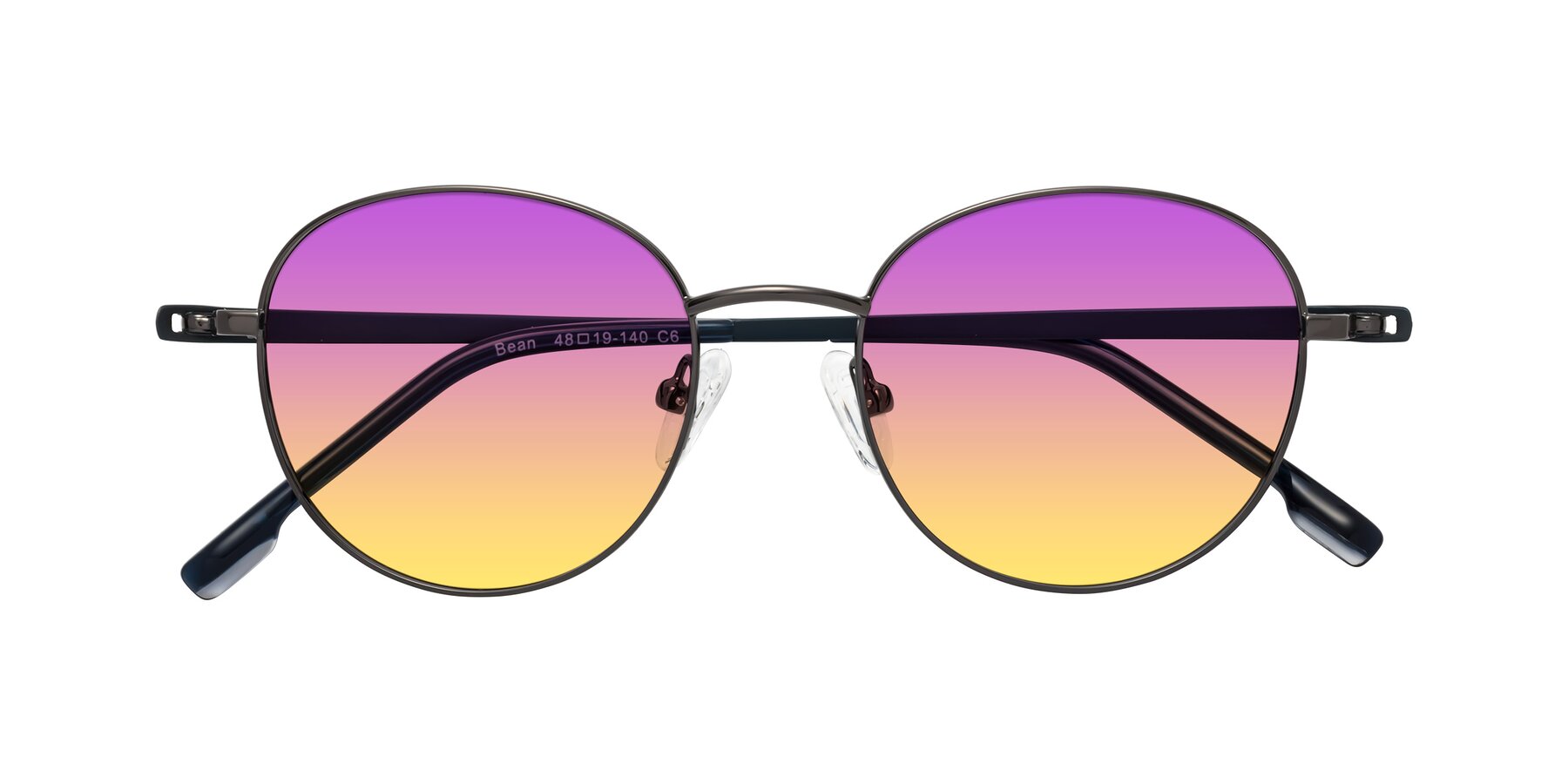 Folded Front of Bean in Gunmetal with Purple / Yellow Gradient Lenses