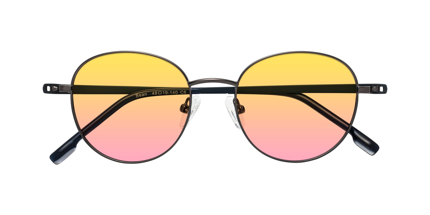 Folded Front of Bean in Gunmetal with Yellow / Pink Gradient Lenses