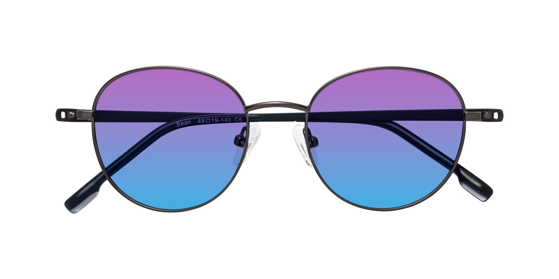 Folded Front of Bean in Gunmetal with Purple / Blue Gradient Lenses