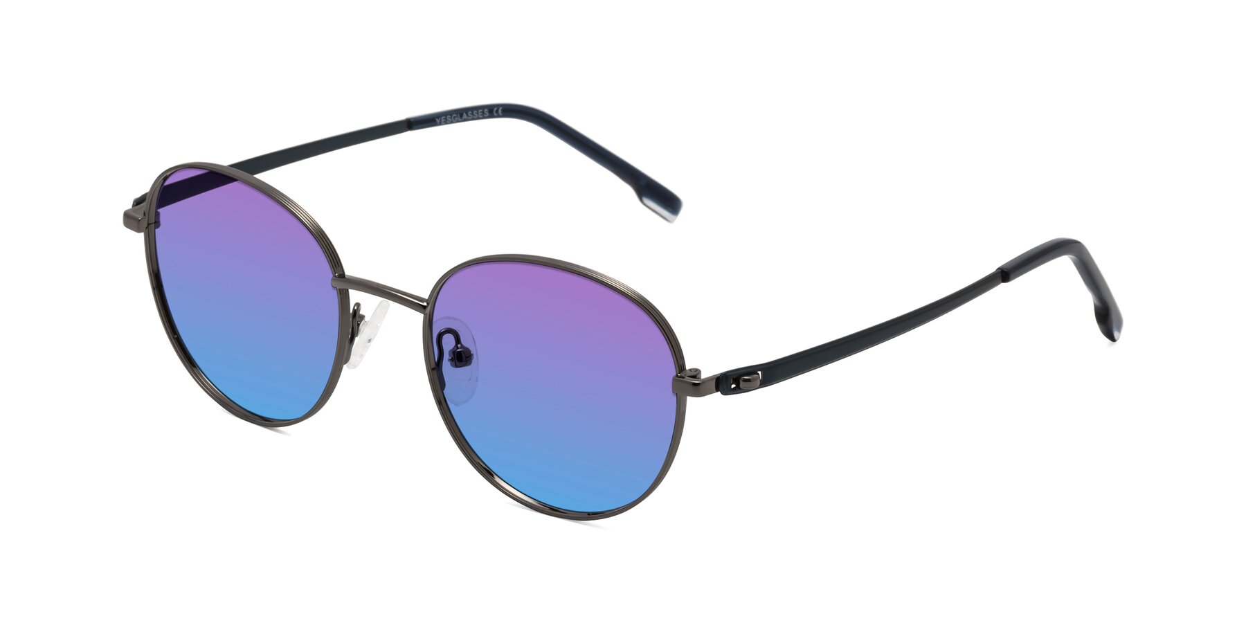 Angle of Bean in Gunmetal with Purple / Blue Gradient Lenses