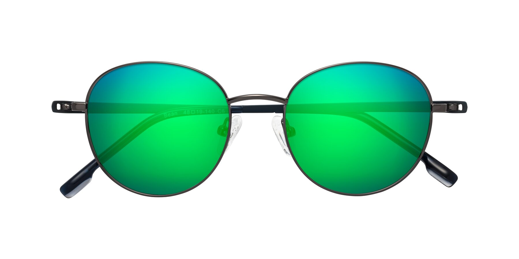 Folded Front of Bean in Gunmetal with Green Mirrored Lenses