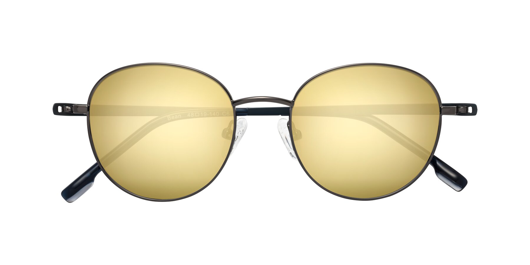 Folded Front of Bean in Gunmetal with Gold Mirrored Lenses