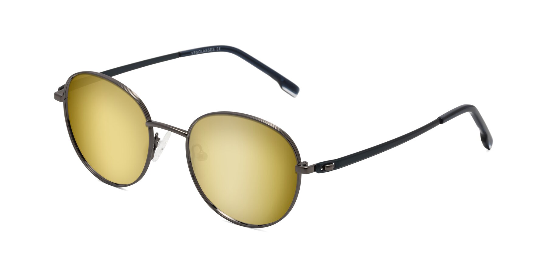 Angle of Bean in Gunmetal with Gold Mirrored Lenses