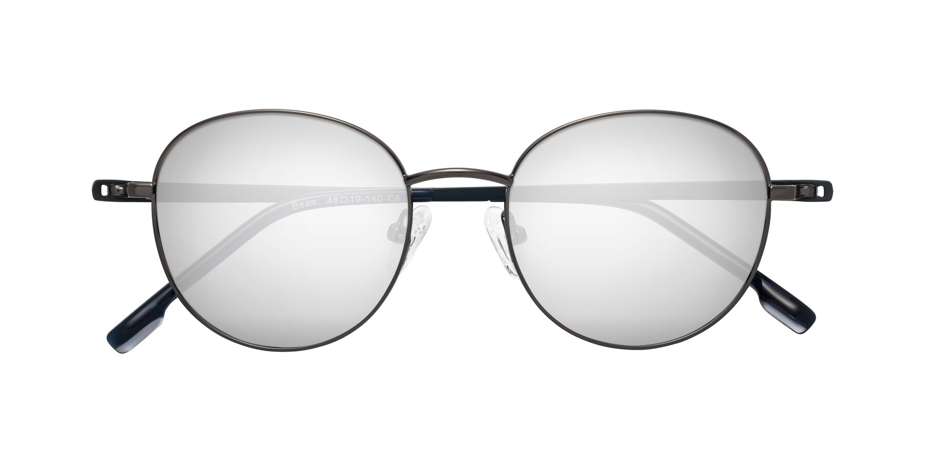 Folded Front of Bean in Gunmetal with Silver Mirrored Lenses