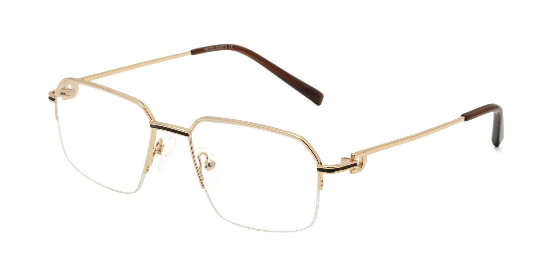 Angle of Almond in Gold with Clear Eyeglass Lenses