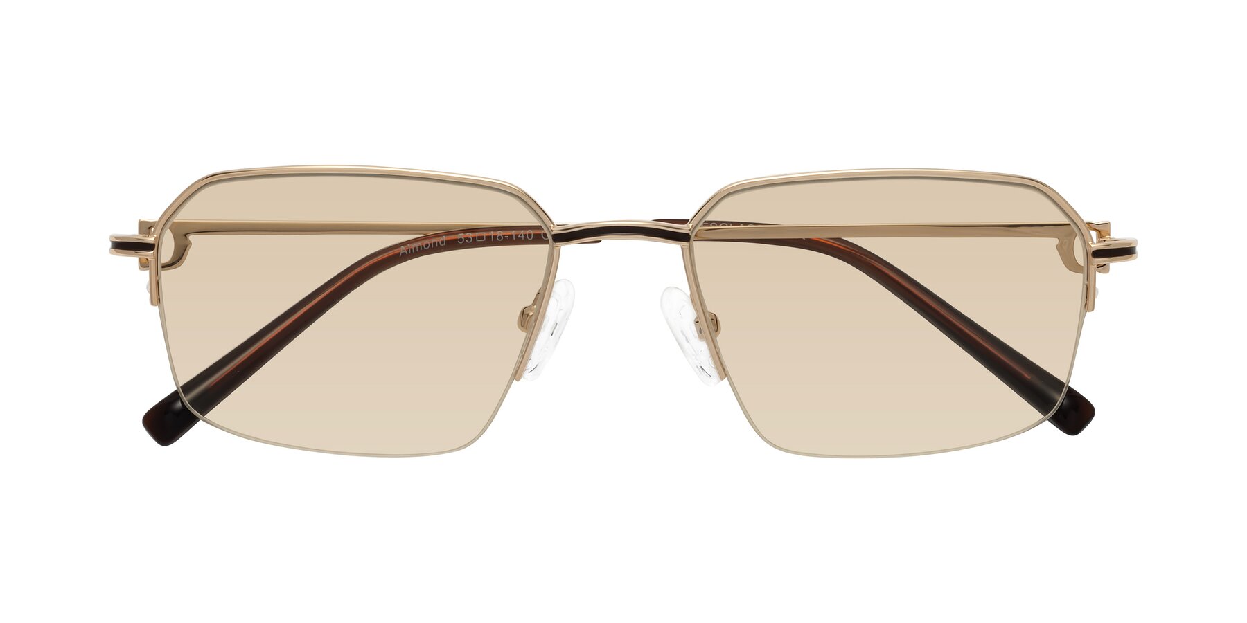 Folded Front of Almond in Gold with Light Brown Tinted Lenses