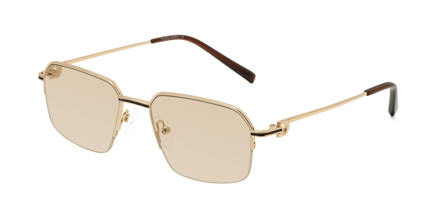 Angle of Almond in Gold with Light Brown Tinted Lenses