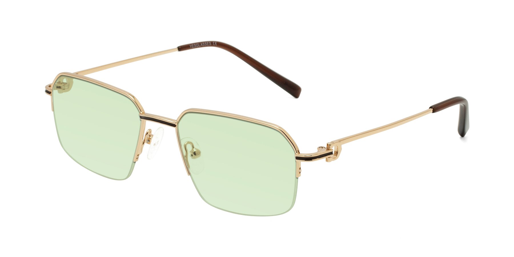 Angle of Almond in Gold with Light Green Tinted Lenses