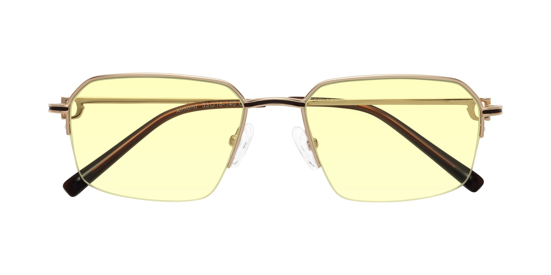 Folded Front of Almond in Gold with Light Yellow Tinted Lenses