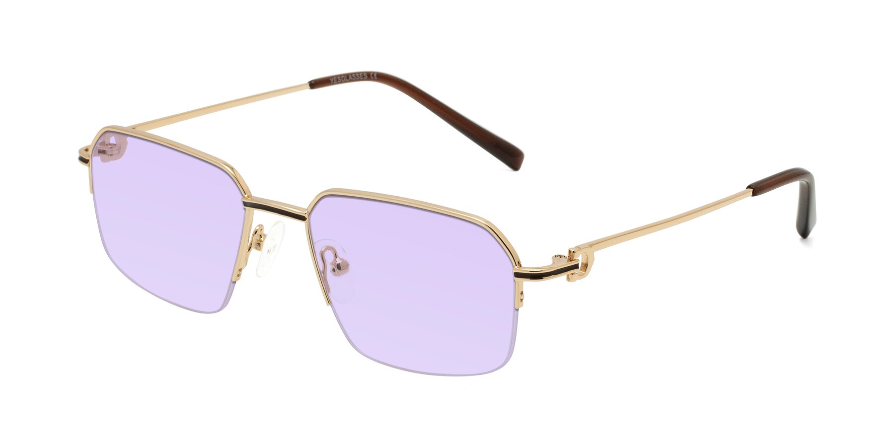 Angle of Almond in Gold with Light Purple Tinted Lenses