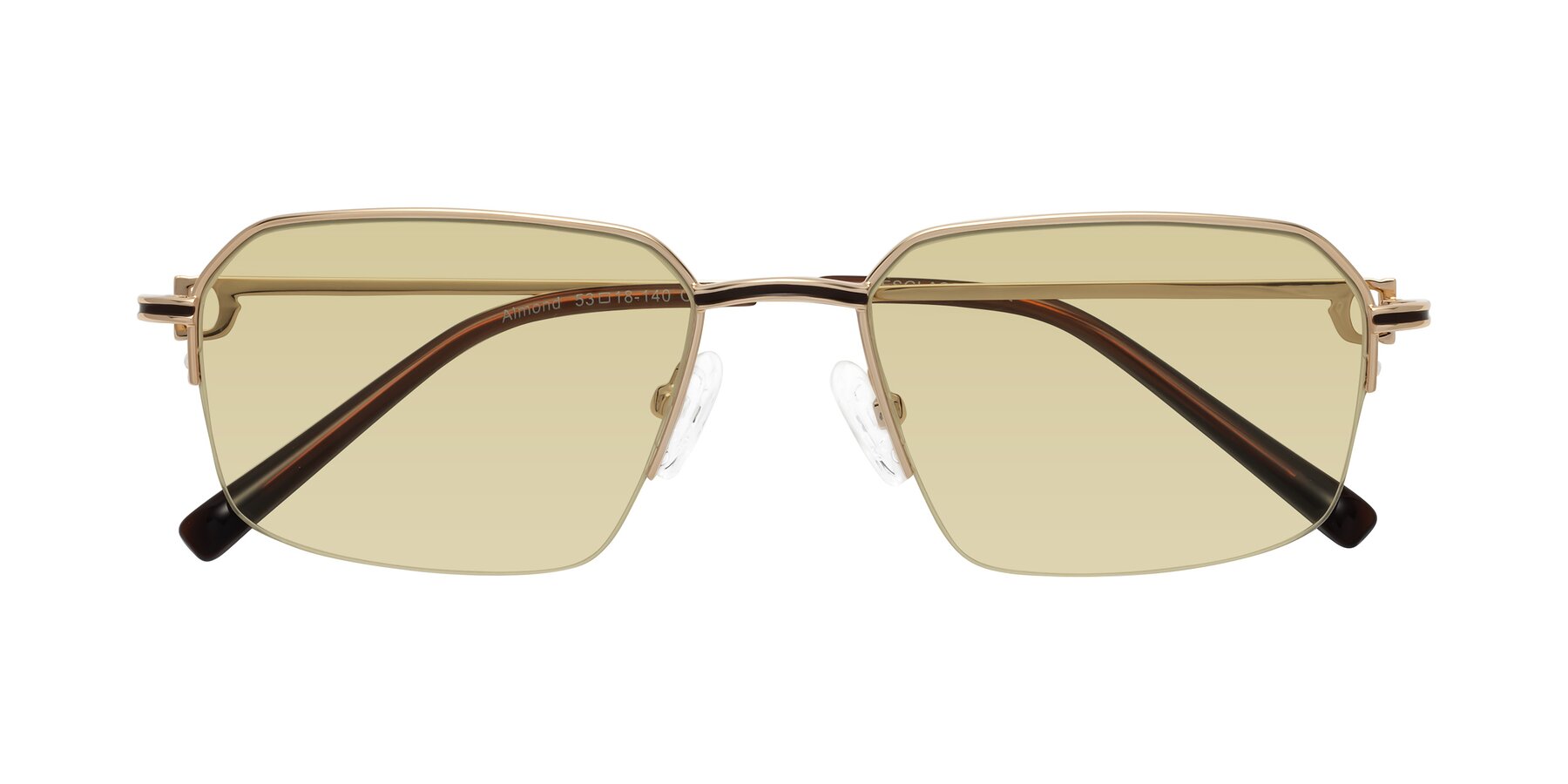 Folded Front of Almond in Gold with Light Champagne Tinted Lenses