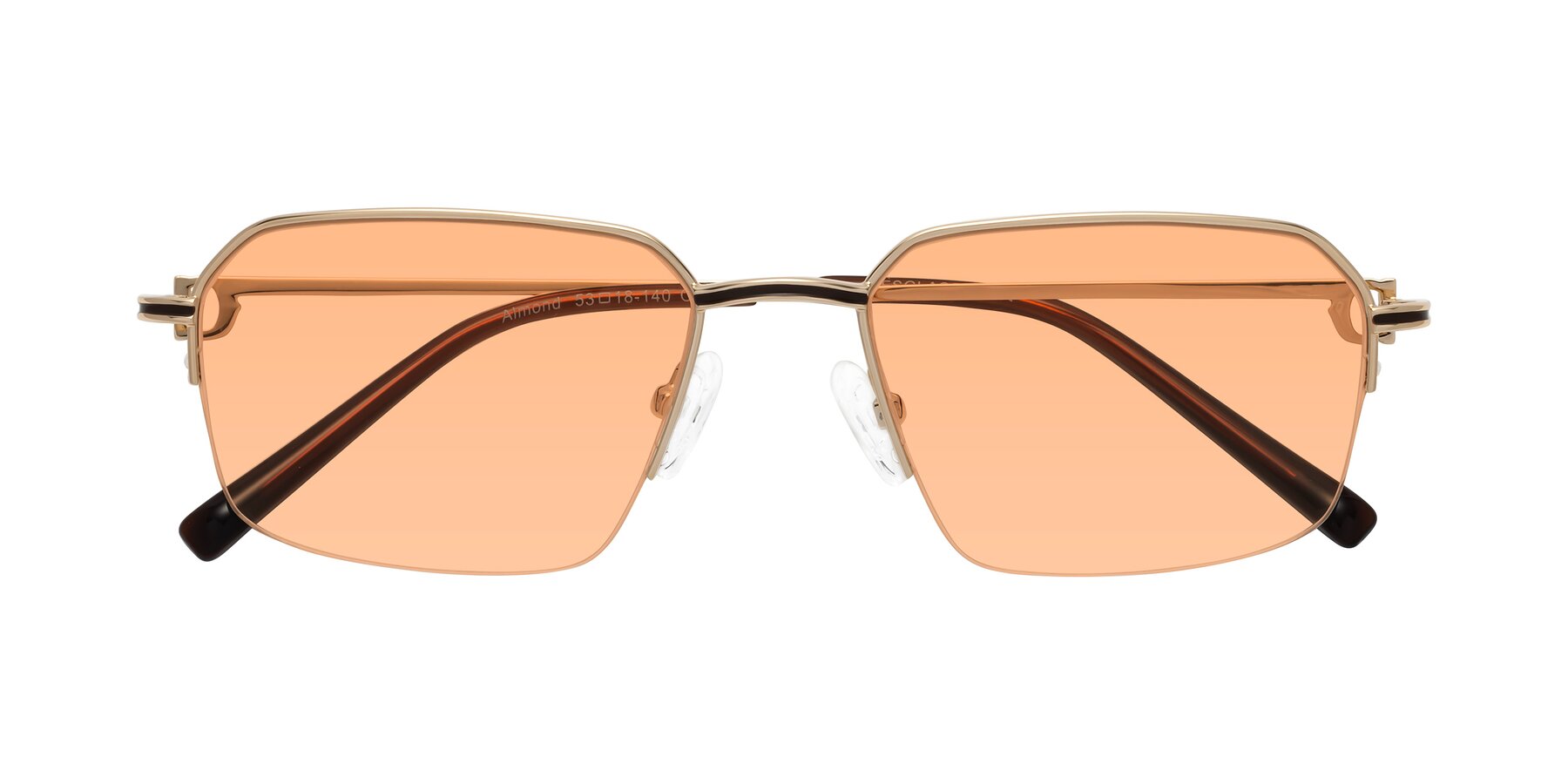 Folded Front of Almond in Gold with Light Orange Tinted Lenses