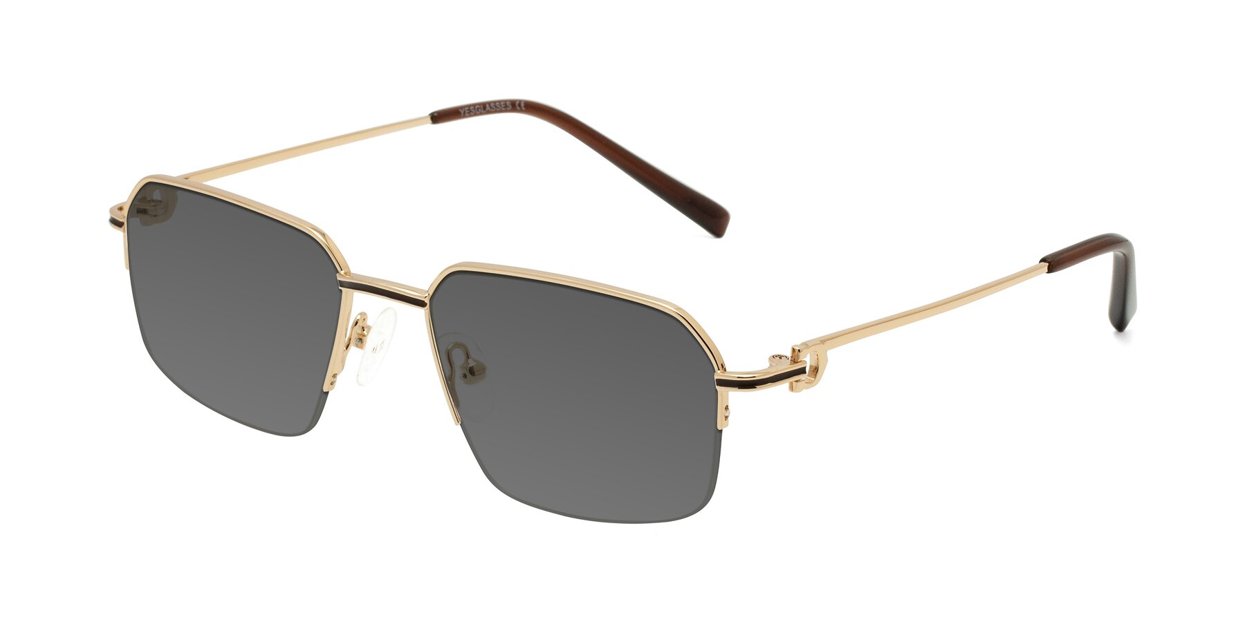 Angle of Almond in Gold with Medium Gray Tinted Lenses