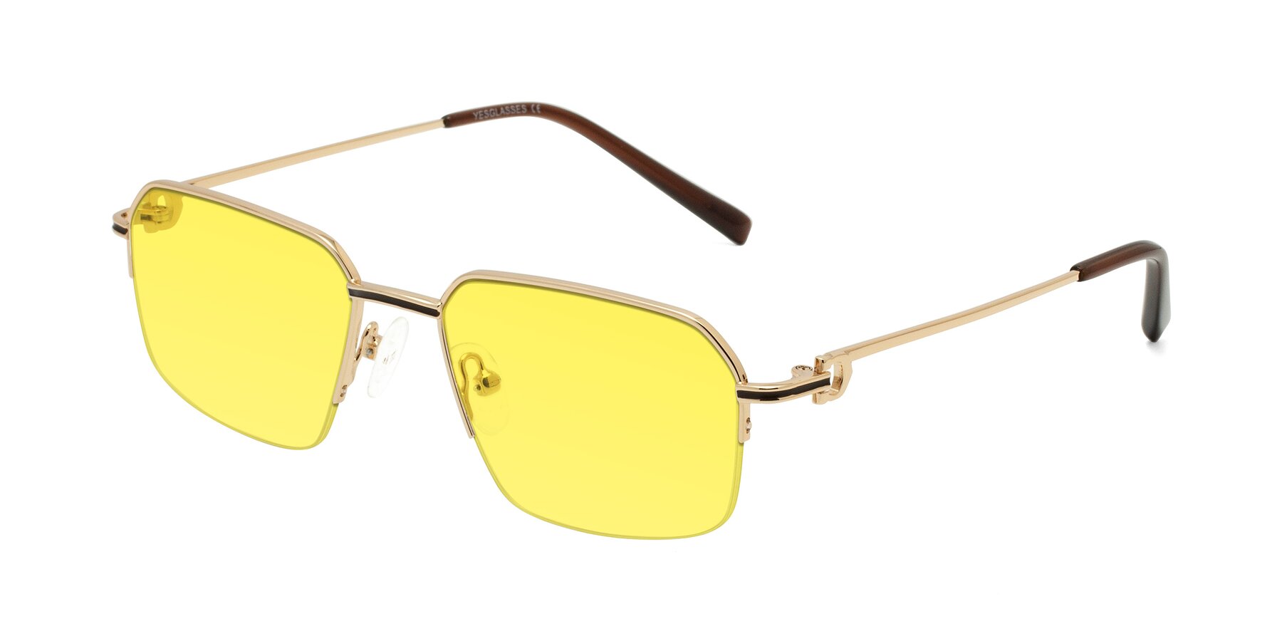 Angle of Almond in Gold with Medium Yellow Tinted Lenses