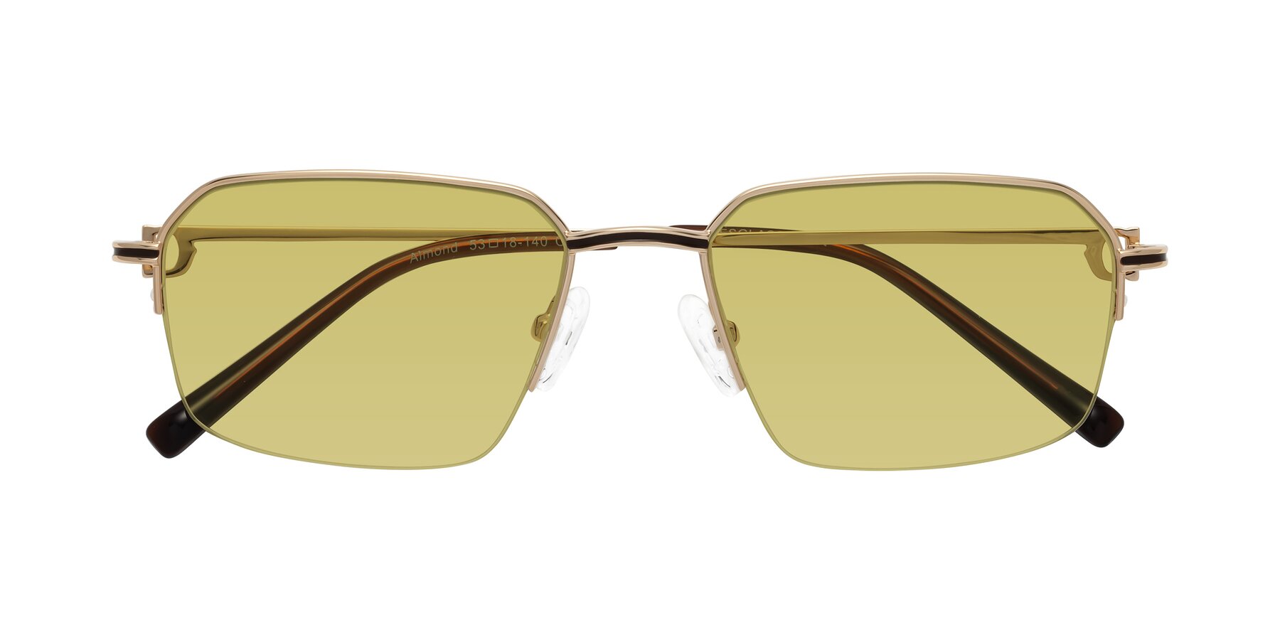 Folded Front of Almond in Gold with Medium Champagne Tinted Lenses