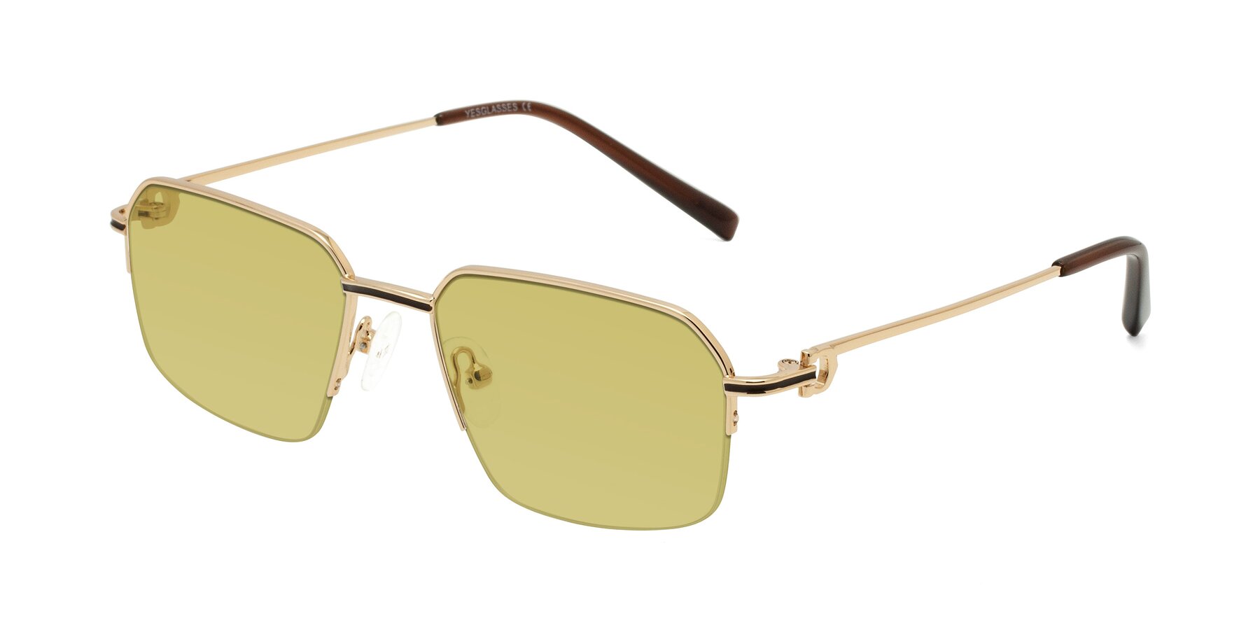 Angle of Almond in Gold with Medium Champagne Tinted Lenses