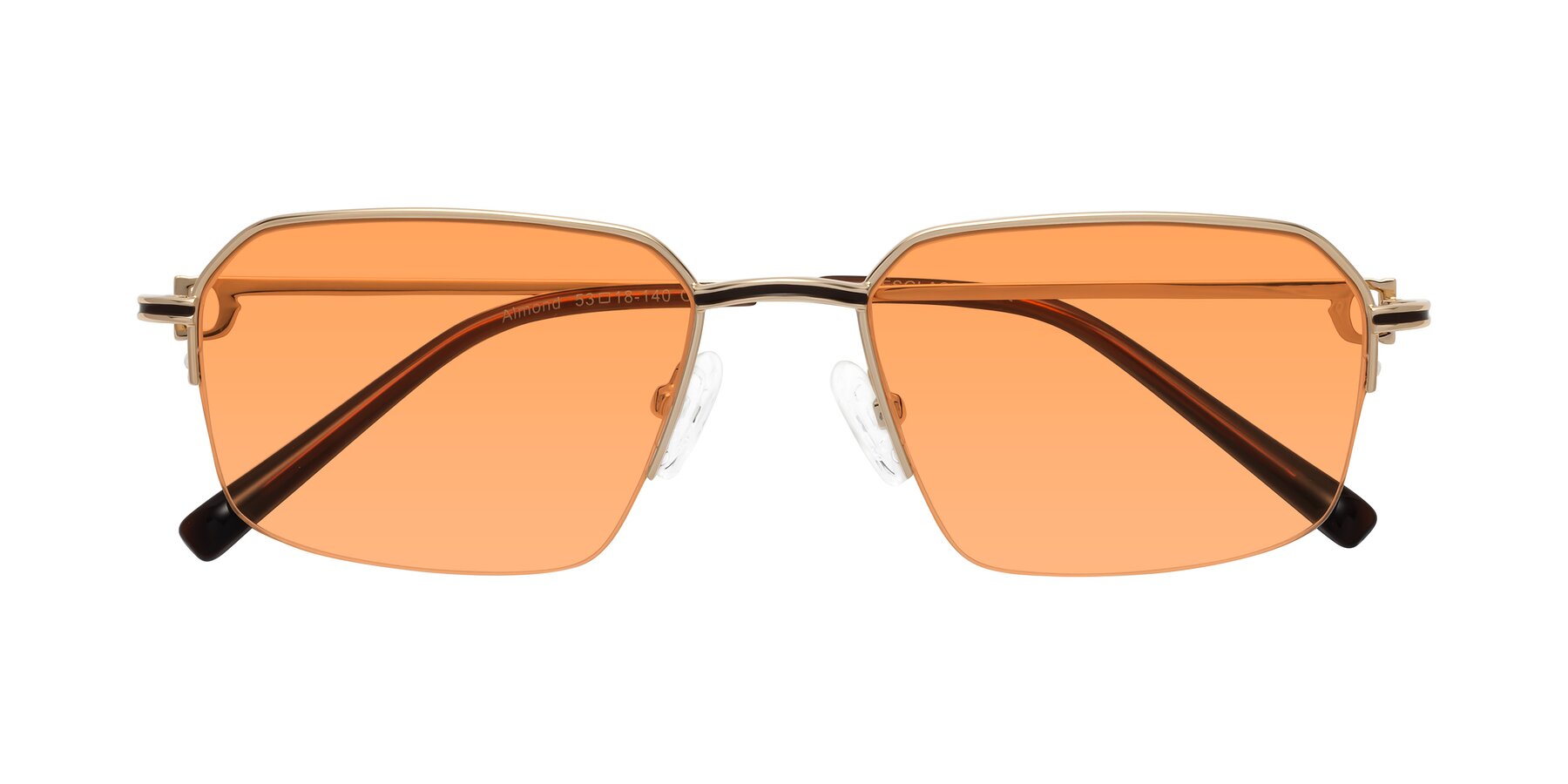 Folded Front of Almond in Gold with Medium Orange Tinted Lenses