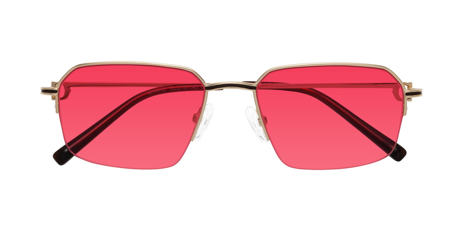 Folded Front of Almond in Gold with Red Tinted Lenses